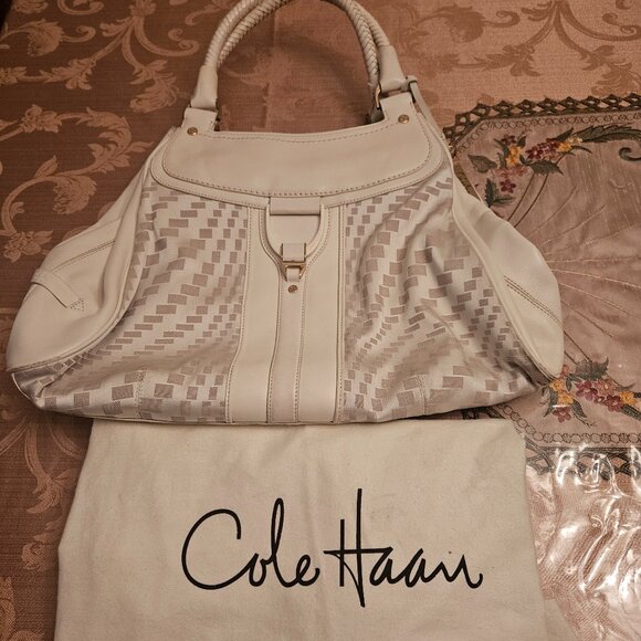 Vintage Cole Hann Leather and Satin Material Shoulder Purse - Picture 1 of 16